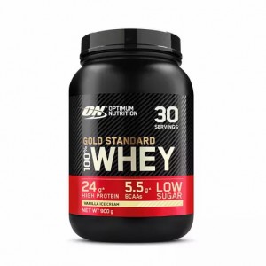 Optimum Nutrition Gold Standard 100% Whey Protein Powder Vanilla Ice Cream 900 grams (30 Servings) | XNP-067321