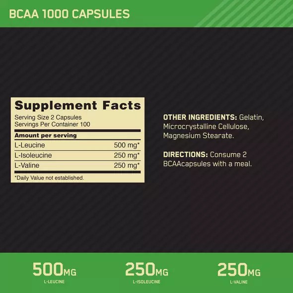 Optimum Nutrition BCAA 1000 200 Capsules (100 Servings) | HST-380612