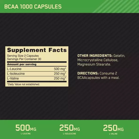 Optimum Nutrition BCAA 1000 60 Capsules (30 Servings) | QCU-821907