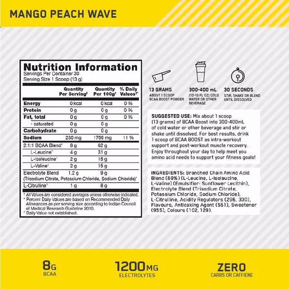 Optimum Nutrition BCAA Boost Mango Peach 30 Serves | FHN-836972