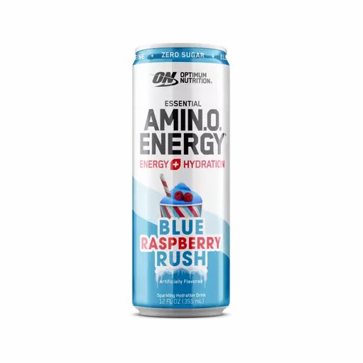 Optimum Nutrition ESSENTIAL AMIN.O. ENERGY+ Electrolytes Sparkling *new* Blue Raspberry Rush 355ml * 12 Cans (12 Servings) | USF-516079