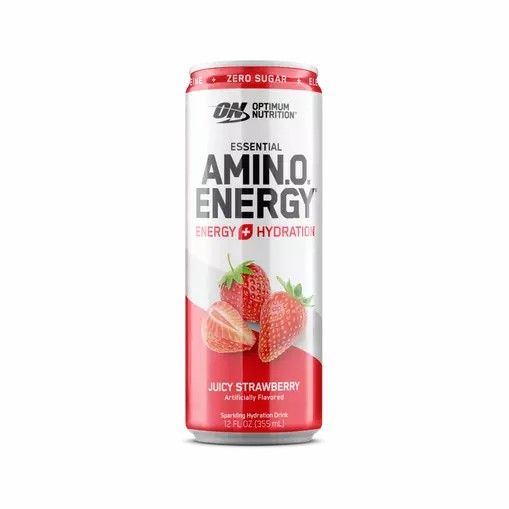 Optimum Nutrition ESSENTIAL AMIN.O. ENERGY+ Electrolytes Sparkling Juicy Strawberry 355ml * 12 Cans (12 Servings) | GRV-154826