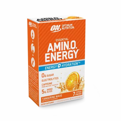 Optimum Nutrition Essential AMIN.O. ENERGY + Electrolytes Tangerine Wave 7 Stick Packs (7 Servings) | FPV-806542