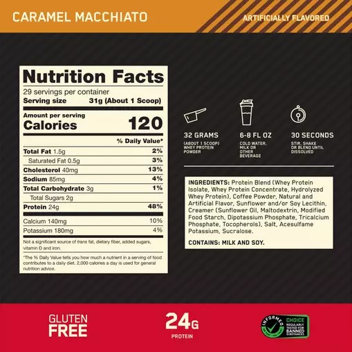 Optimum Nutrition GOLD STANDARD 100% WHEY™ *new* Caramel Macchiato 2 lb (28 Servings) | CRZ-428651