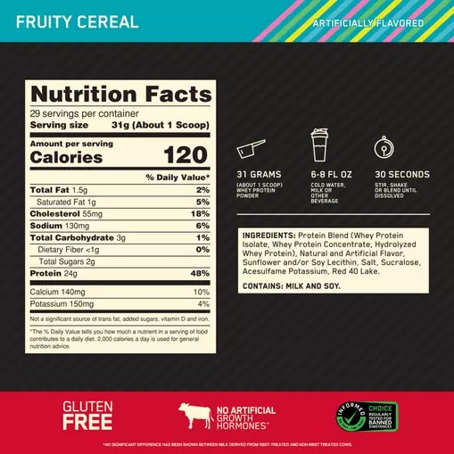 Optimum Nutrition GOLD STANDARD 100% WHEY™ Fruity Cereal 2 lb (29 Servings) | FTK-938071