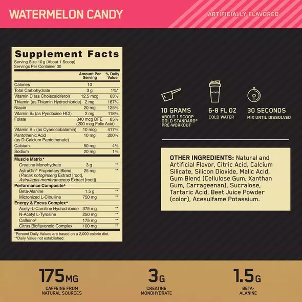 Optimum Nutrition GOLD STANDARD® Pre-Workout Watermelon 0.66 lb (30 Servings) | JYX-410379