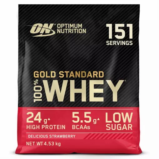 Optimum Nutrition Gold Standard 100% Whey Protein Powder Delicious Strawberry 4.53 kg (151 Servings) | HYU-184076