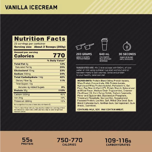 Optimum Nutrition Gold Standard Gainer Vanilla 4.67kg | KOS-310457