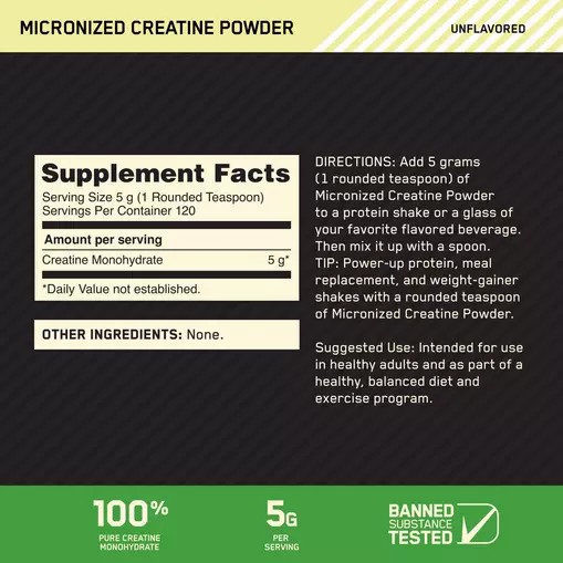 Optimum Nutrition Micronized Creatine Powder Unflavored 1.32 lb (120 Servings) | NZW-895761