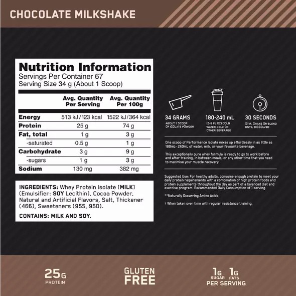 Optimum Nutrition Performance Isolate Chocolate 2.27kg | CLU-058396