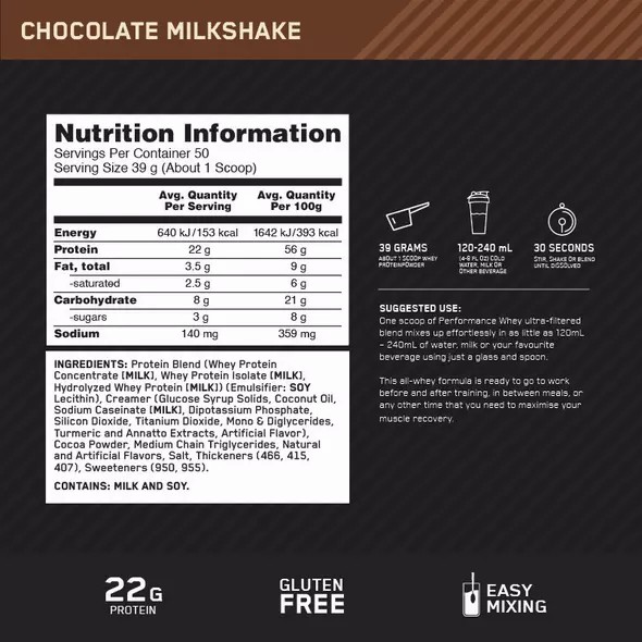 Optimum Nutrition Performance Whey Chocolate 1.95kg | ZIC-574230